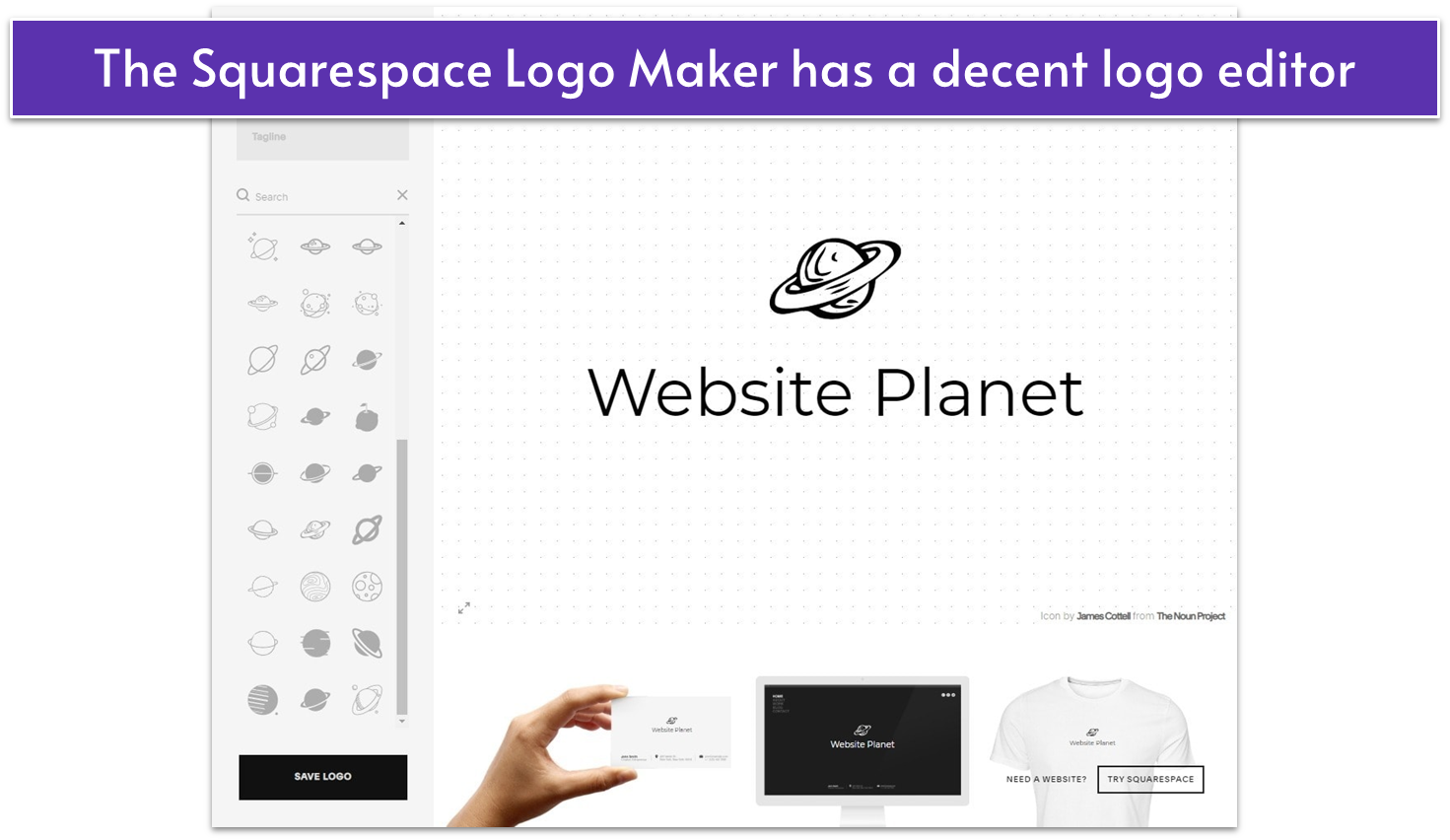 Squarespace's logo editor tool