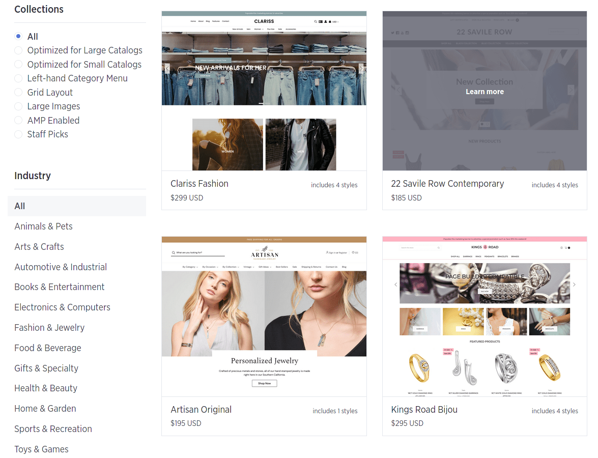 Some of BigCommerce's Themes