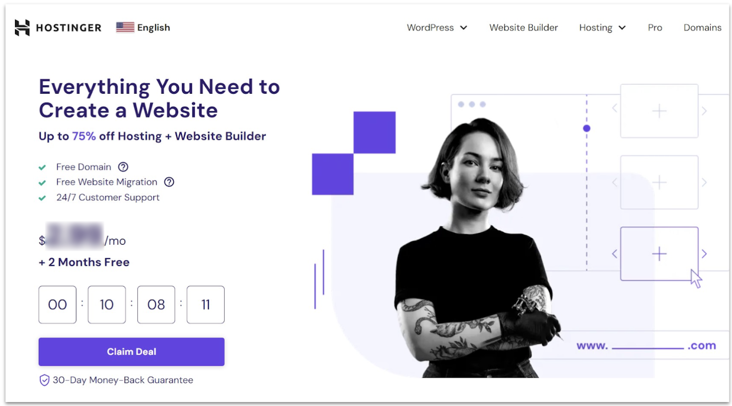 Hostinger web hosting landing page