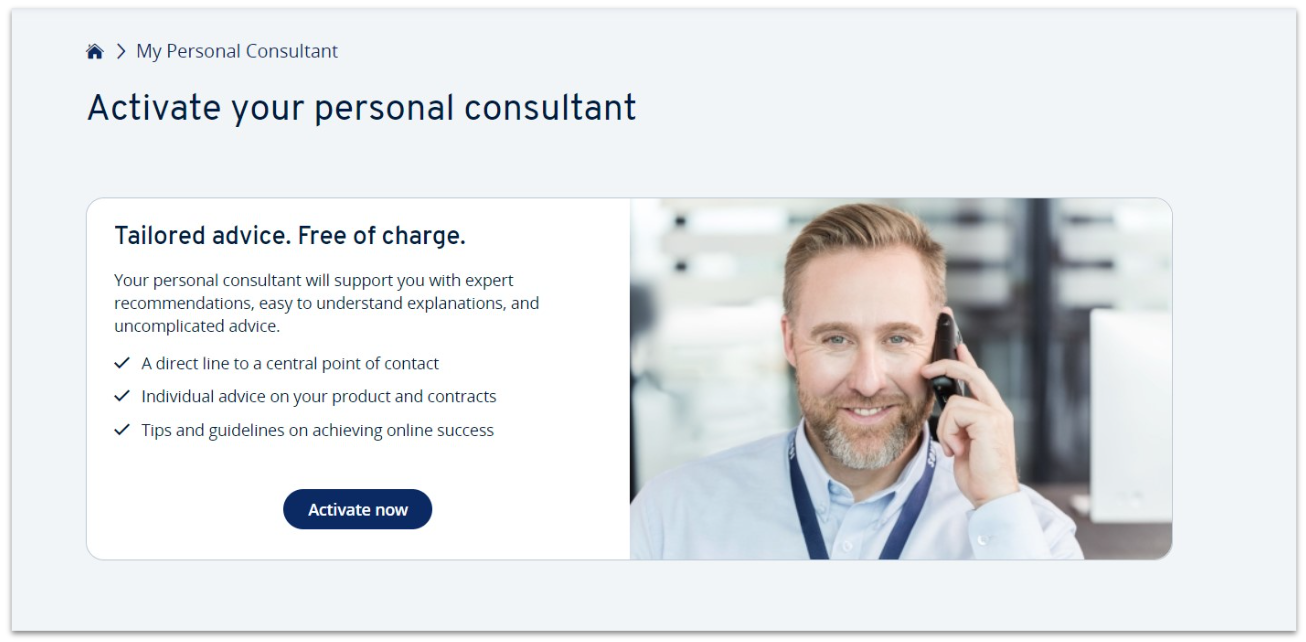 IONOS personal support consultant setup.