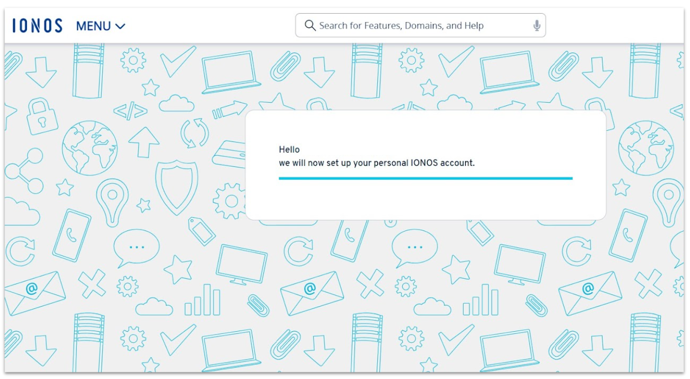 IONOS account set up process.