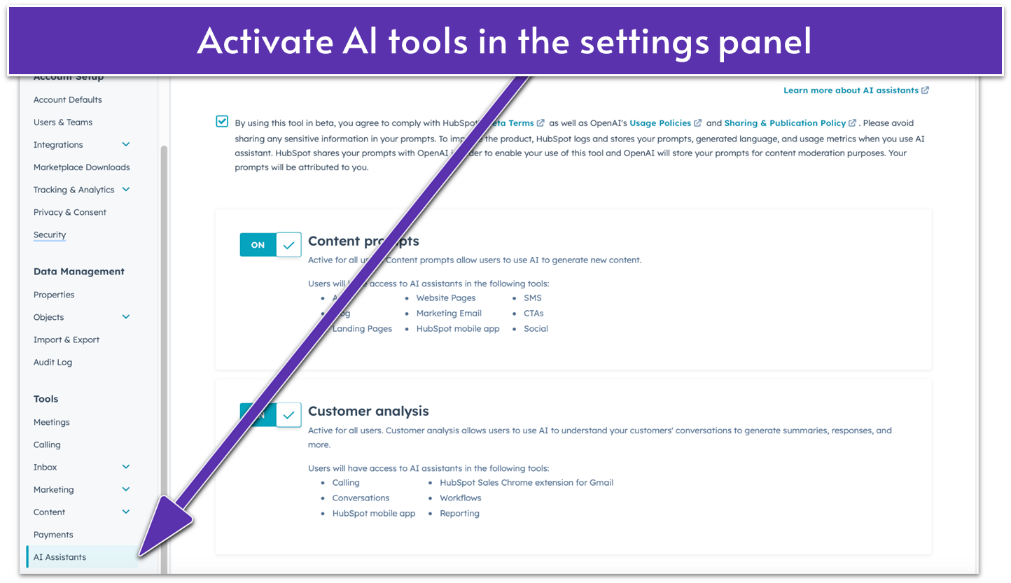 HubSpot AI tools for marketing teams