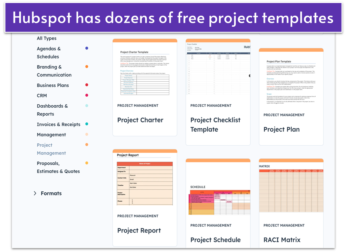 HubSpot template selection